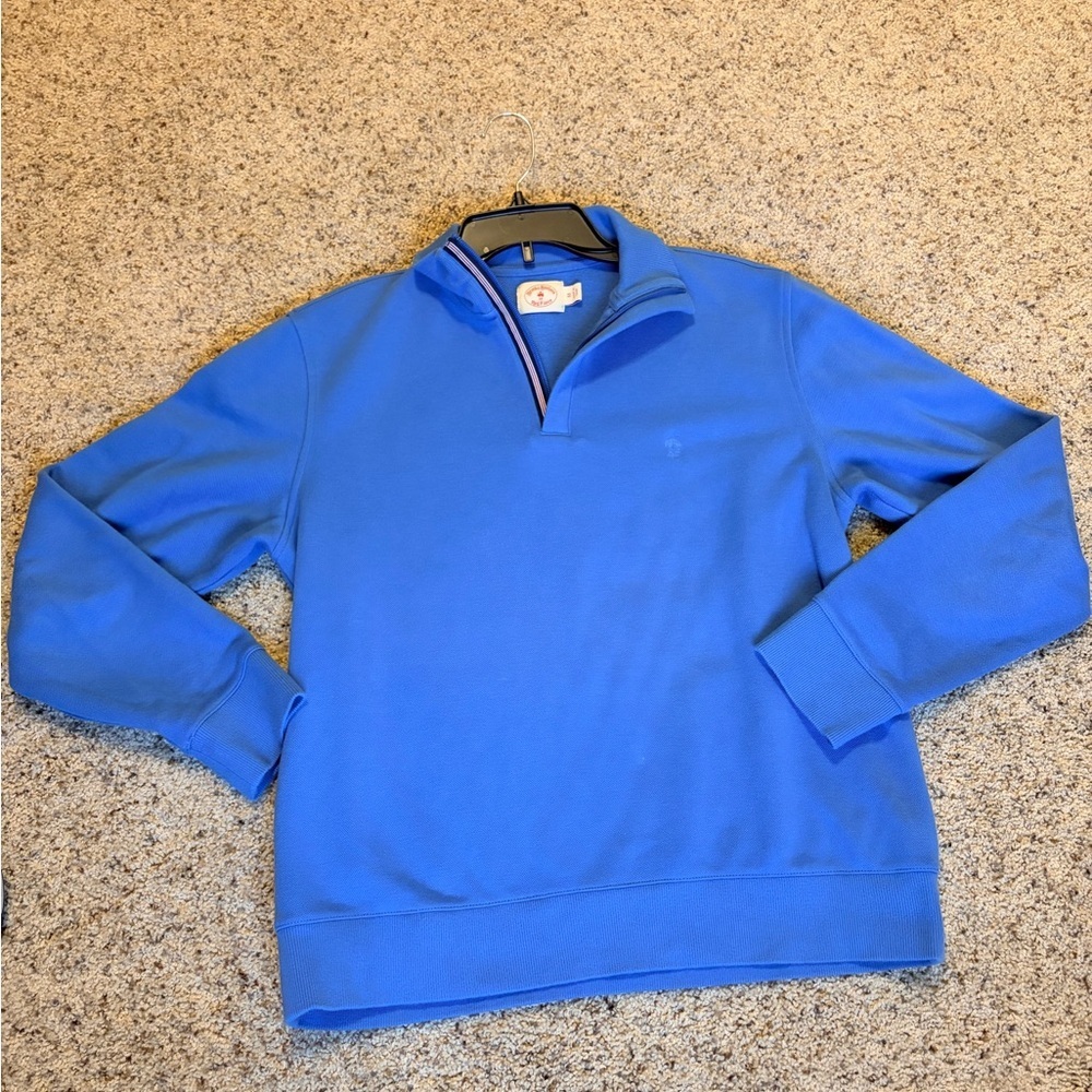 Brooks Brothers Men’s Blue Quarter Zip Sweater Size M Cotton Knit Pullover - Picture 3 of 8